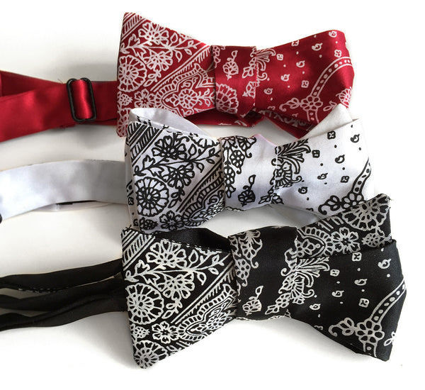 Blue bandana bow tie best sale