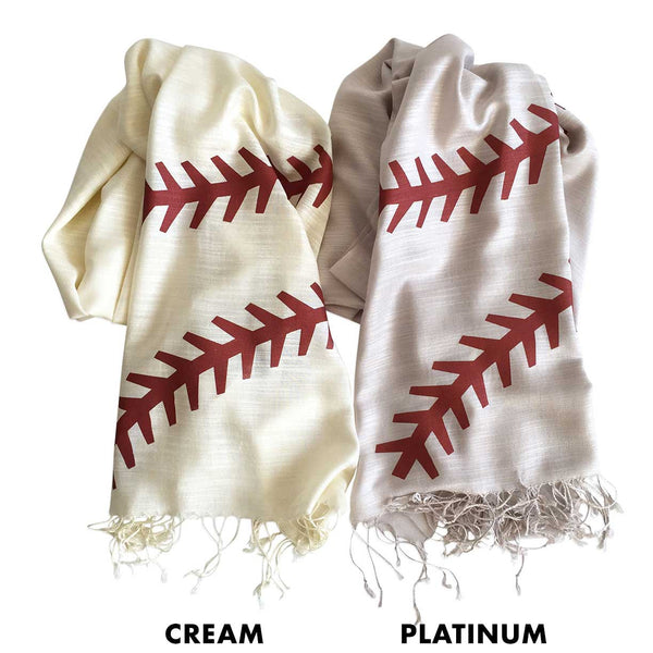 Baseball Stitching Scarf. Silkscreened Linen Weave Pashmina