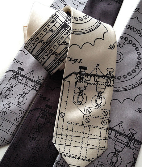 Enigma Machine Men's Tie. Patent Illustration Necktie. 