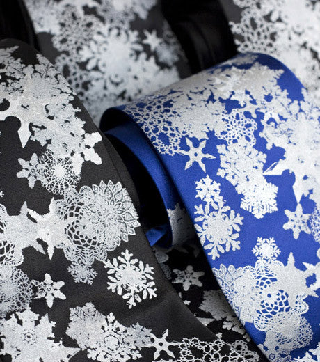 Snowflake Tie – Blue Mens Christmas Tie with White Snowflake Neck Tie also  Available as a Skinny Tie.