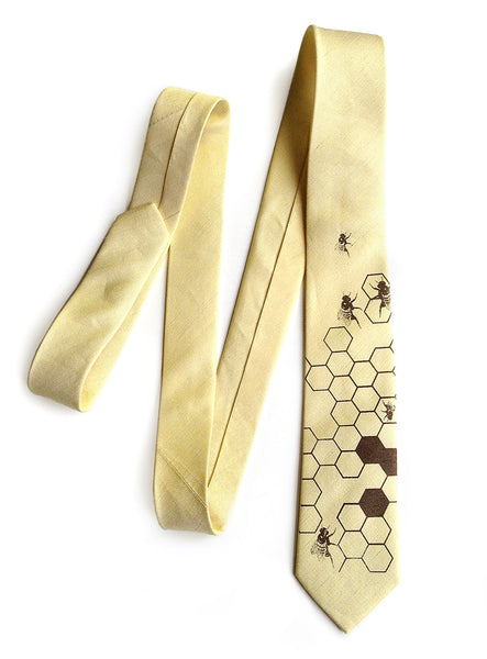 Feragammo Floating factory Honeybee Bees Printed Silk Tie