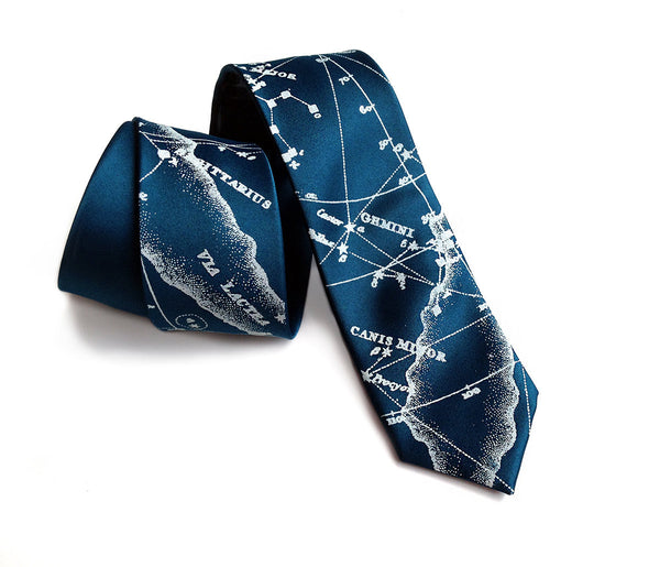 Milky Way Galaxy silk necktie, star chart tie.