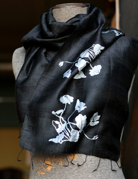 Poppies print silk bandeau, Silk Scarves & Bandeau
