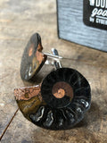 Black Ammonite Cufflinks, fossil gemstone cufflinks