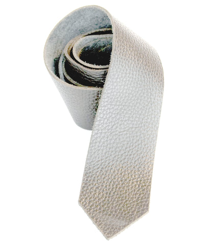 Light Grey Leather Necktie, repurposed automotive leather skinny tie