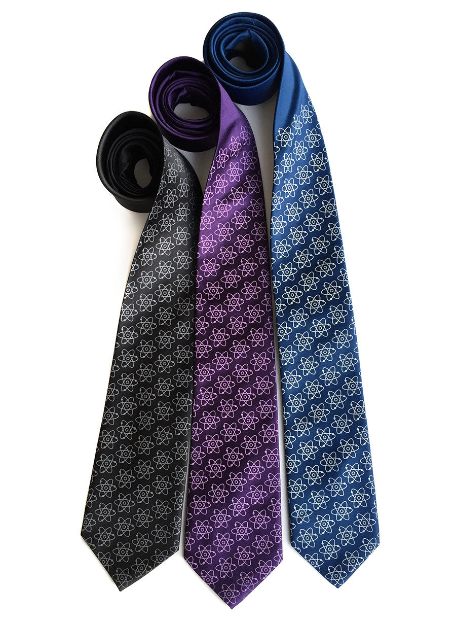Atoms Silk Necktie. Mid-Century Atomic Print Tie