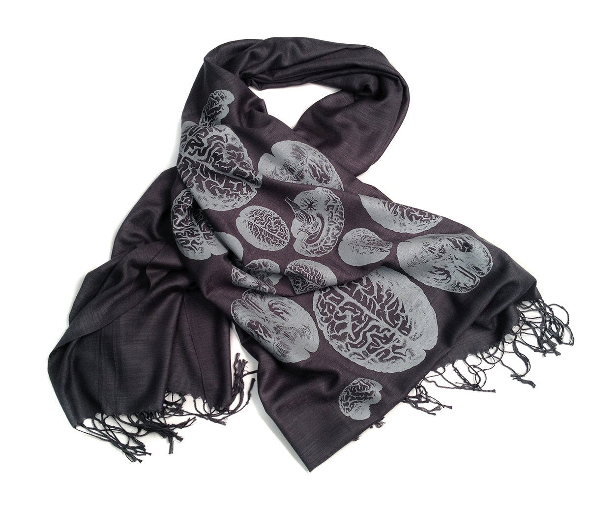 Pyramidal Neuron Silk Charmeuse fashion Scarf - Black