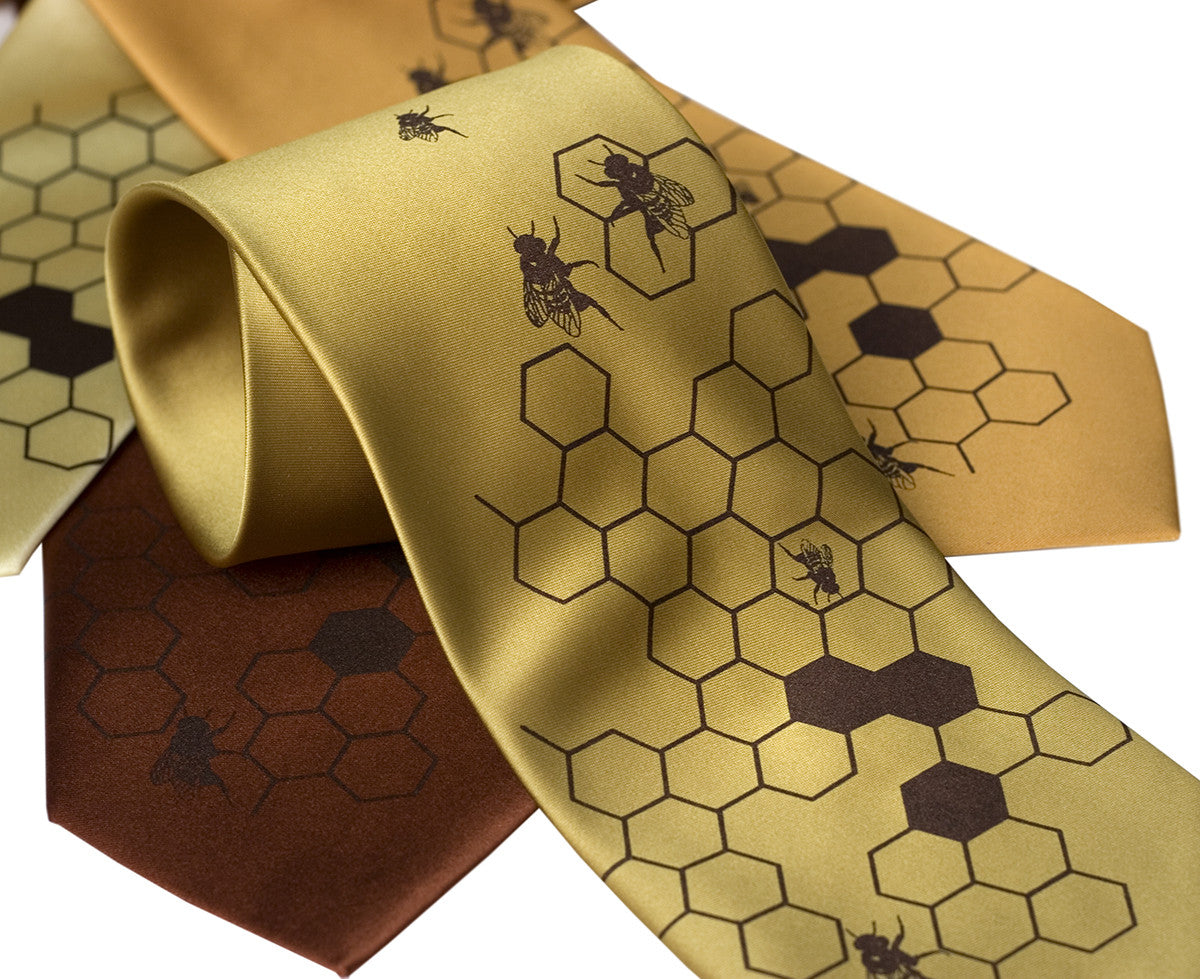 MENDEPOT Bee Necktie With Box Microfiber Jacquard Gold Bee Pattern tie at   Men's Clothing store
